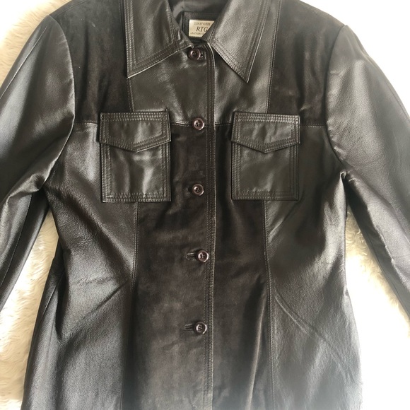 RTG chemise style leather & suede coat size 11 - Picture 9 of 11